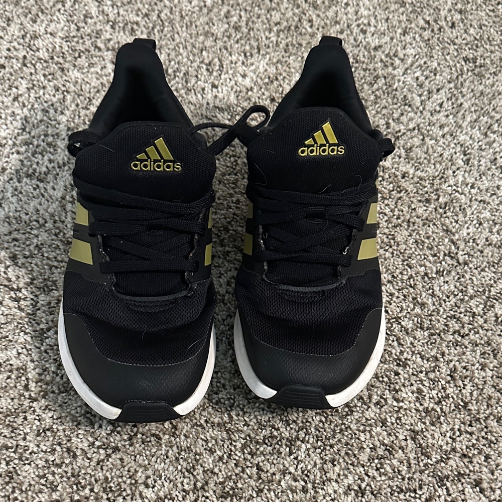 Adidas Black with Gold Stripes Running Shoes